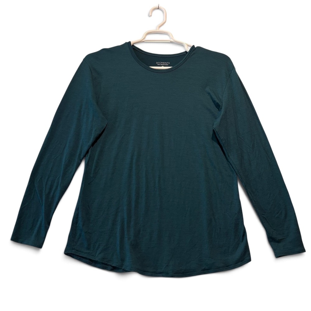 Segments Womens XXL Teal Blue 100% Merino Wool Long Sleeve Crew Neck Top